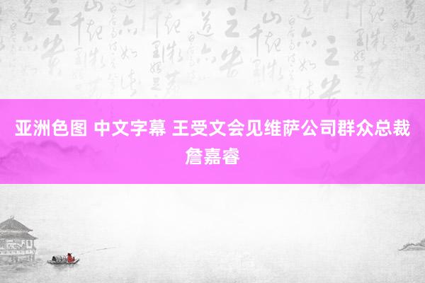 亚洲色图 中文字幕 王受文会见维萨公司群众总裁詹嘉睿