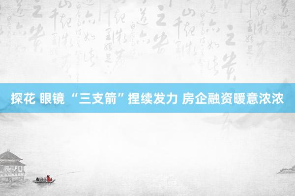 探花 眼镜 “三支箭”捏续发力 房企融资暖意浓浓