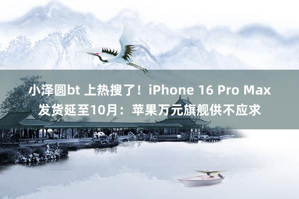 小泽圆bt 上热搜了！iPhone 16 Pro Max发货延至10月：苹果万元旗舰供不应求