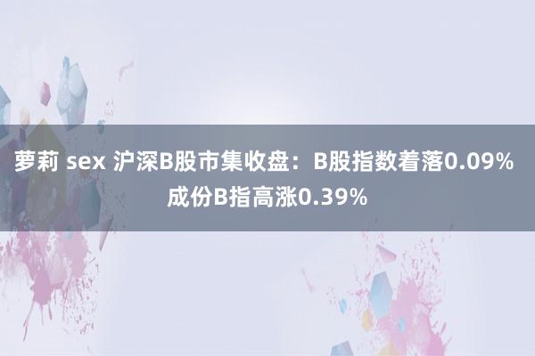 萝莉 sex 沪深B股市集收盘：B股指数着落0.09% 成份B指高涨0.39%