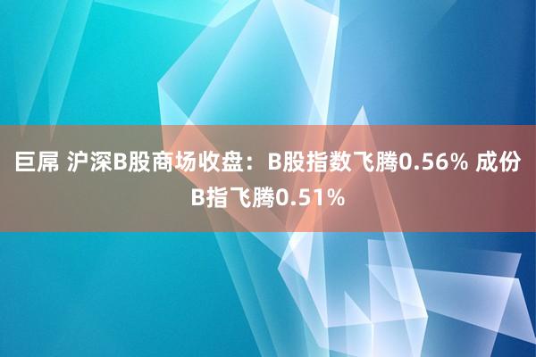 巨屌 沪深B股商场收盘：B股指数飞腾0.56% 成份B指飞腾0.51%