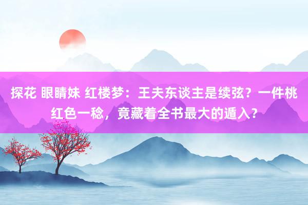 探花 眼睛妹 红楼梦：王夫东谈主是续弦？一件桃红色一稔，竟藏着全书最大的遁入？