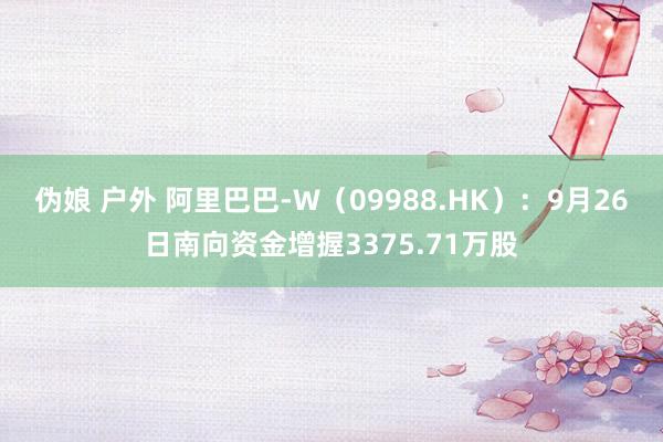 伪娘 户外 阿里巴巴-W（09988.HK）：9月26日南向资金增握3375.71万股