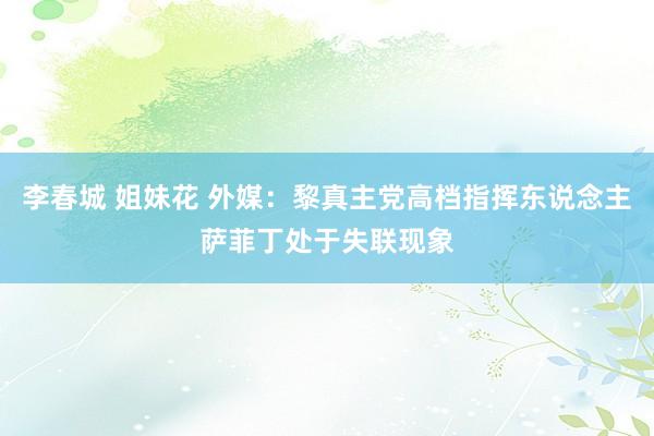 李春城 姐妹花 外媒：黎真主党高档指挥东说念主萨菲丁处于失联现象