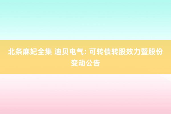 北条麻妃全集 迪贝电气: 可转债转股效力暨股份变动公告