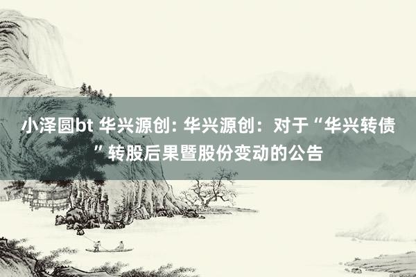 小泽圆bt 华兴源创: 华兴源创：对于“华兴转债”转股后果暨股份变动的公告