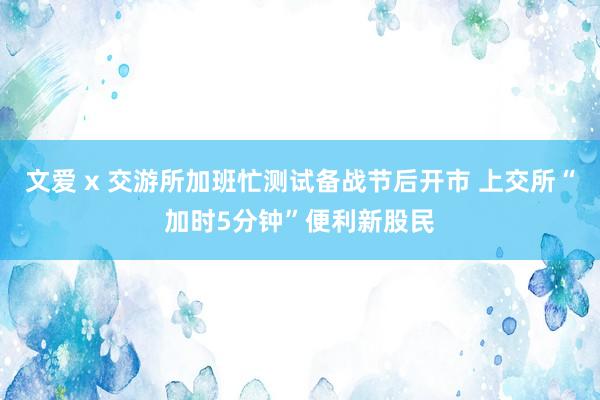 文爱 x 交游所加班忙测试备战节后开市 上交所“加时5分钟”便利新股民