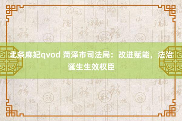 北条麻妃qvod 菏泽市司法局：改进赋能，法治诞生生效权臣