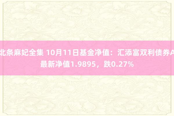 北条麻妃全集 10月11日基金净值：汇添富双利债券A最新净值1.9895，跌0.27%