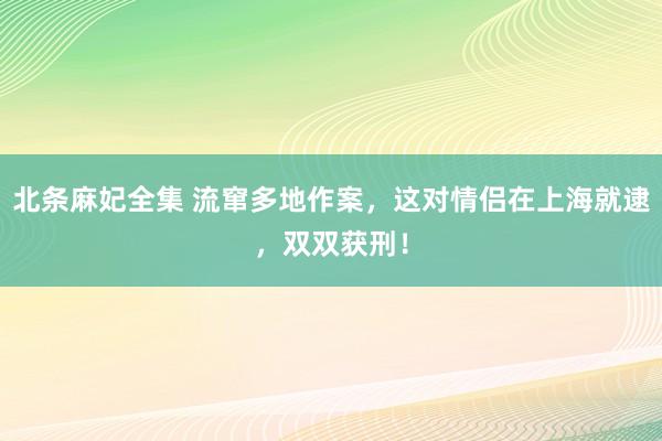 北条麻妃全集 流窜多地作案，这对情侣在上海就逮，双双获刑！