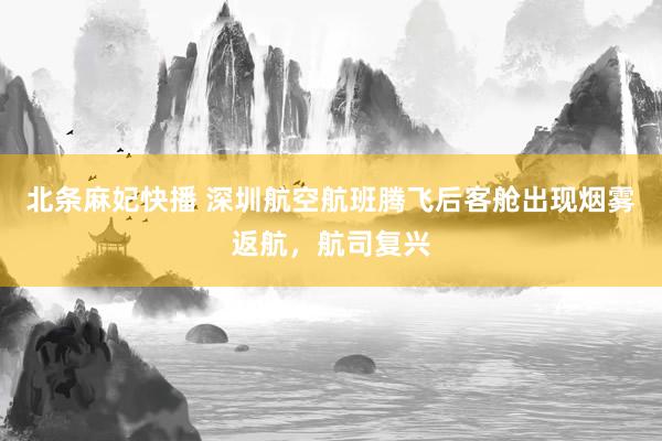 北条麻妃快播 深圳航空航班腾飞后客舱出现烟雾返航，航司复兴