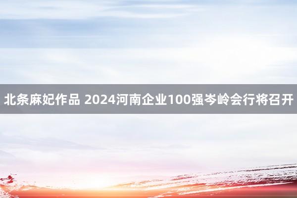 北条麻妃作品 2024河南企业100强岑岭会行将召开