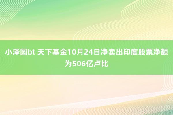 小泽圆bt 天下基金10月24日净卖出印度股票净额为506亿卢比