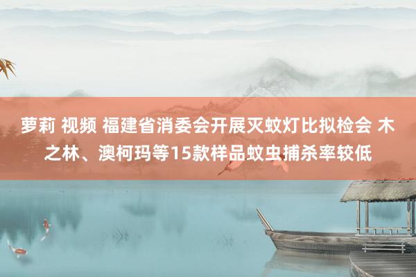 萝莉 视频 福建省消委会开展灭蚊灯比拟检会 木之林、澳柯玛等15款样品蚊虫捕杀率较低