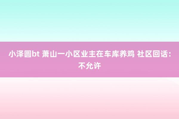 小泽圆bt 萧山一小区业主在车库养鸡 社区回话：不允许