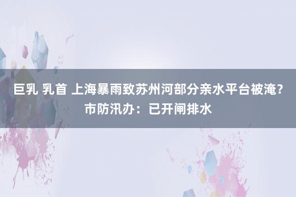 巨乳 乳首 上海暴雨致苏州河部分亲水平台被淹？市防汛办：已开闸排水