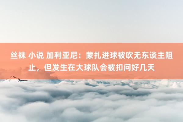 丝袜 小说 加利亚尼：蒙扎进球被吹无东谈主阻止，但发生在大球队会被扣问好几天