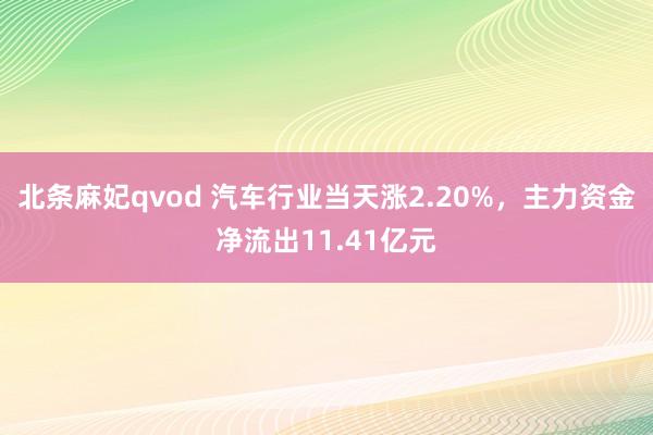 北条麻妃qvod 汽车行业当天涨2.20%，主力资金净流出11.41亿元