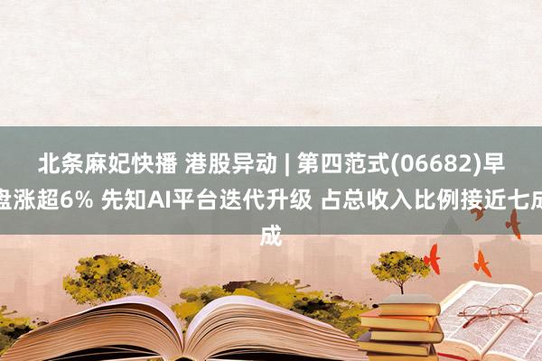 北条麻妃快播 港股异动 | 第四范式(06682)早盘涨超6% 先知AI平台迭代升级 占总收入比例接近七成