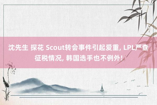 沈先生 探花 Scout转会事件引起爱重, LPL严查征税情况, 韩国选手也不例外!