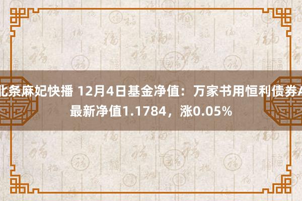 北条麻妃快播 12月4日基金净值：万家书用恒利债券A最新净值1.1784，涨0.05%