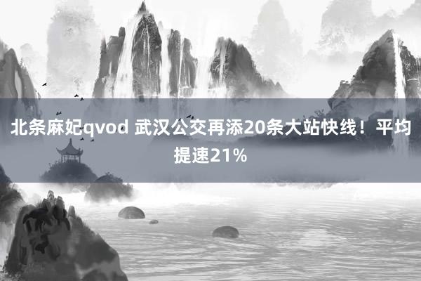 北条麻妃qvod 武汉公交再添20条大站快线！平均提速21%