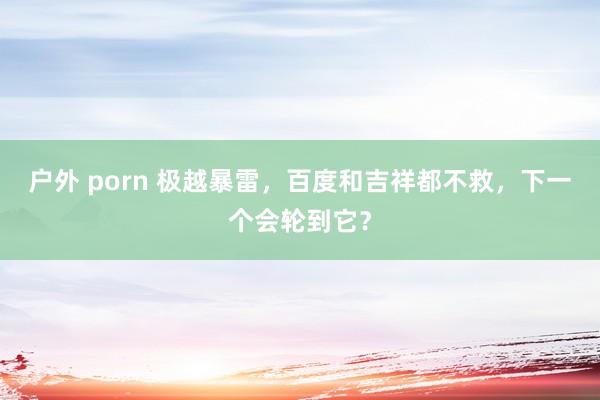 户外 porn 极越暴雷，百度和吉祥都不救，下一个会轮到它？