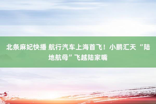 北条麻妃快播 航行汽车上海首飞！小鹏汇天 “陆地航母”飞越陆家嘴