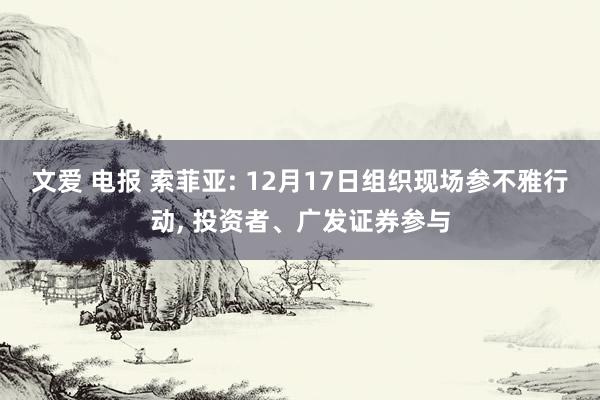 文爱 电报 索菲亚: 12月17日组织现场参不雅行动, 投资者、广发证券参与