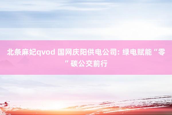 北条麻妃qvod 国网庆阳供电公司: 绿电赋能“零”碳公交前行