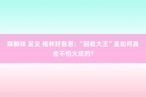 踩脚袜 足交 格林好意思: “回收大王”是如何真金不怕火成的?