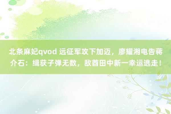 北条麻妃qvod 远征军攻下加迈，廖耀湘电告蒋介石：缉获子弹无数，敌酋田中新一幸运逃走！