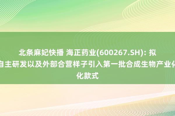 北条麻妃快播 海正药业(600267.SH): 拟通过自主研发以及外部合营样子引入第一批合成生物产业化款式