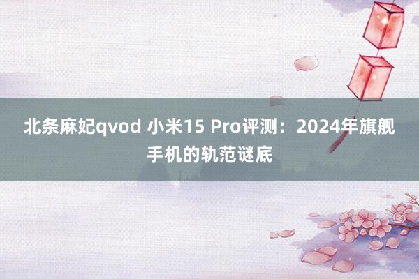 北条麻妃qvod 小米15 Pro评测：2024年旗舰手机的轨范谜底