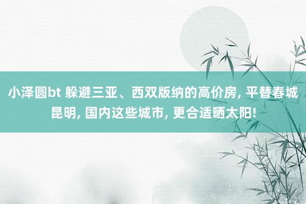 小泽圆bt 躲避三亚、西双版纳的高价房, 平替春城昆明, 国内这些城市, 更合适晒太阳!