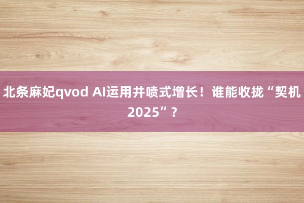 北条麻妃qvod AI运用井喷式增长！谁能收拢“契机2025”？