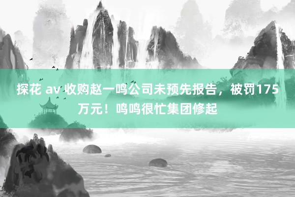 探花 av 收购赵一鸣公司未预先报告，被罚175万元！鸣鸣很忙集团修起