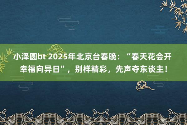 小泽圆bt 2025年北京台春晚：“春天花会开 幸福向异日”，别样精彩，先声夺东谈主！