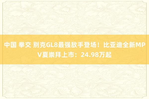 中国 拳交 别克GL8最强敌手登场！比亚迪全新MPV夏崇拜上市：24.98万起