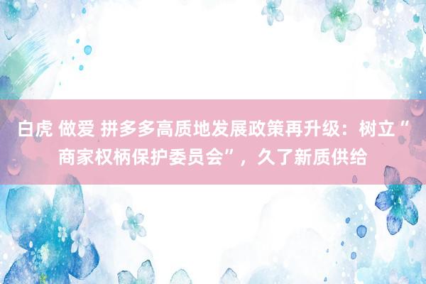 白虎 做爱 拼多多高质地发展政策再升级：树立“商家权柄保护委员会”，久了新质供给