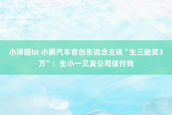 小泽圆bt 小鹏汽车首创东说念主谈“生三胎奖3万”：生小一又友公司该付钱