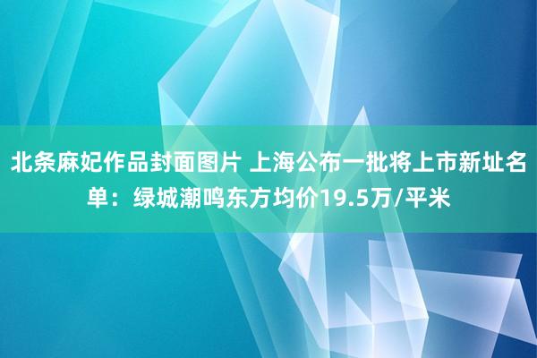 北条麻妃作品封面图片 上海公布一批将上市新址名单：绿城潮鸣东